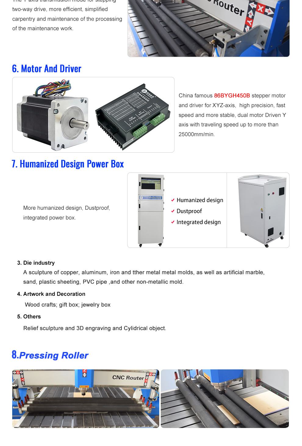 Cnc Engraving Machine With Pressure Roller Shaft