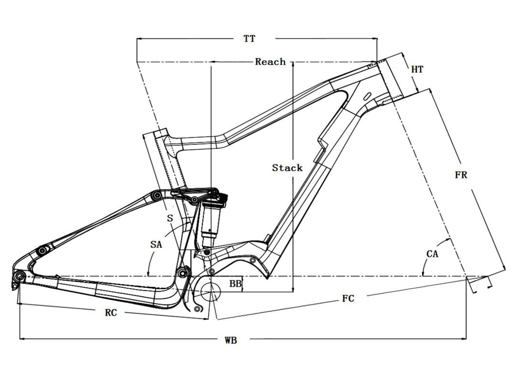 Cuadro de bicicleta eléctrica de suspensión total de carbono para motor Shimano