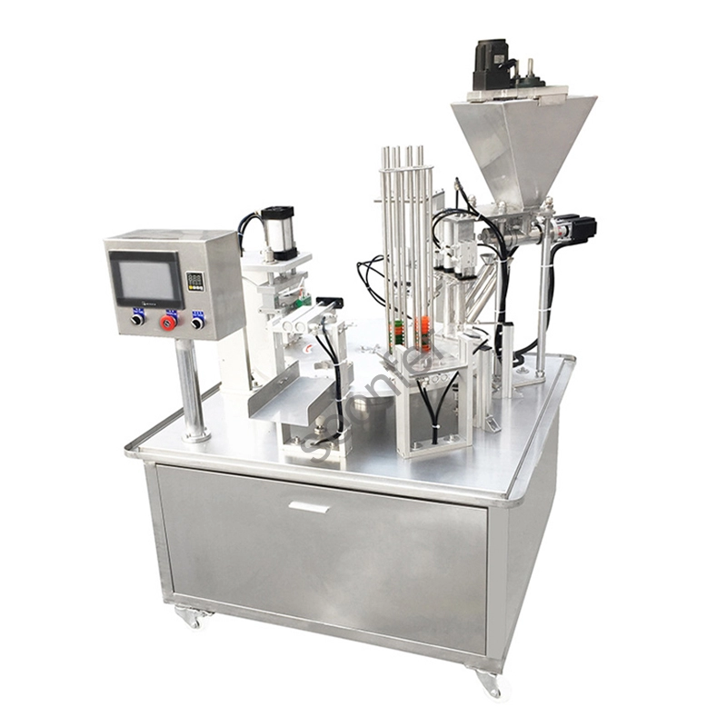 Máquina de llenado de sellado de polvo de cápsula de café vertical completamente automática