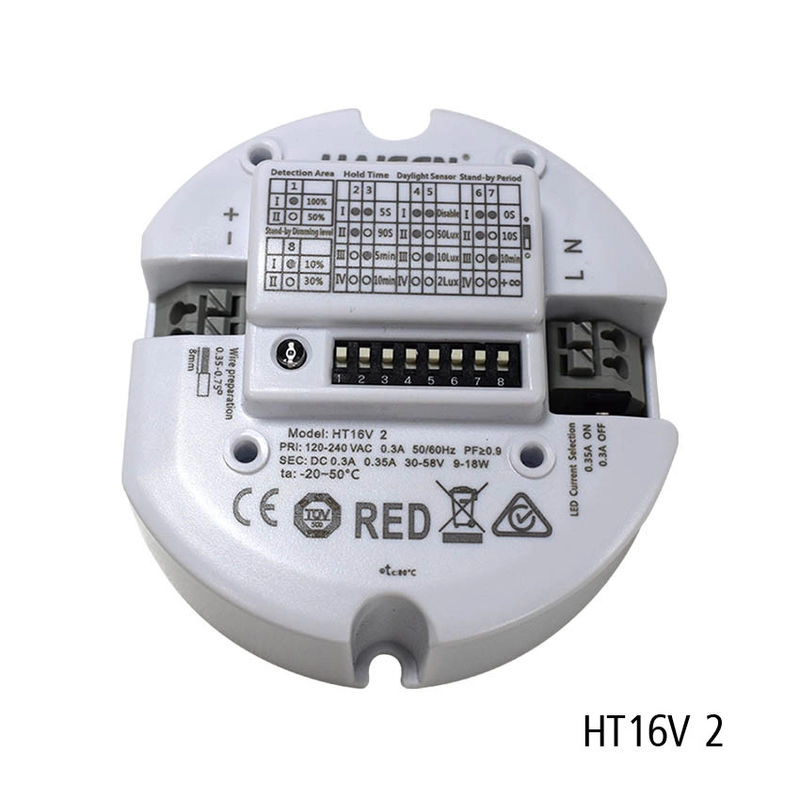 Interruptor de atenuación del sensor de movimiento 5.8G Salida del sensor de frecuencia Potencia LED 9-18W