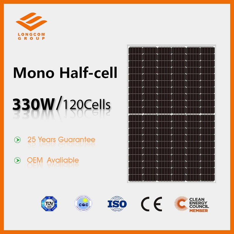 Panel de energía solar de media celda para electricidad 330W