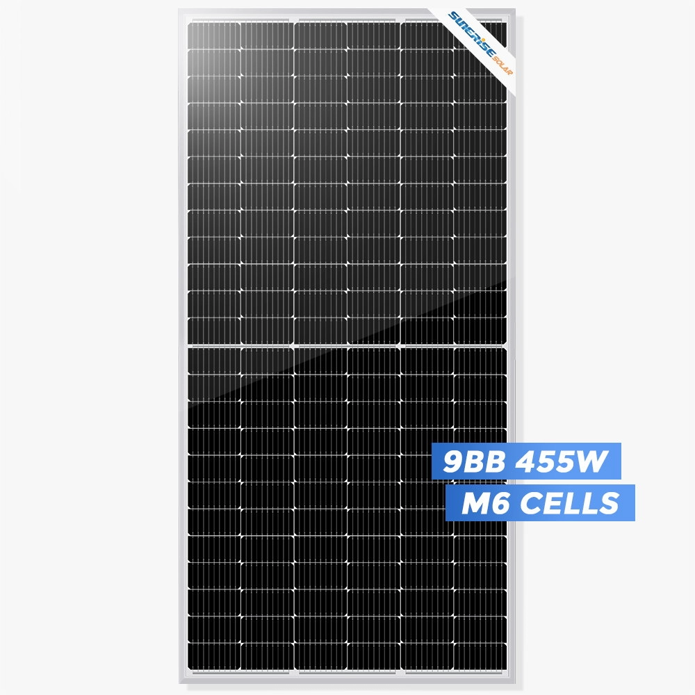 Panel solar de 144 celdas, 166 mm, medio corte, 455 w, con excelente eficiencia de módulo