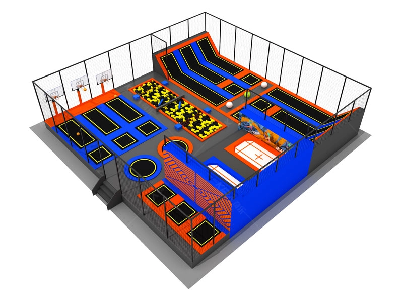 Parque de trampolín de aventura saludable de diversión de diseño comercial con red de seguridad