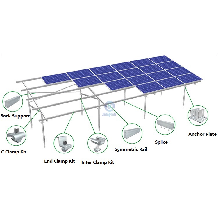 Sistema de estructura de montaje de panel solar de aluminio molido