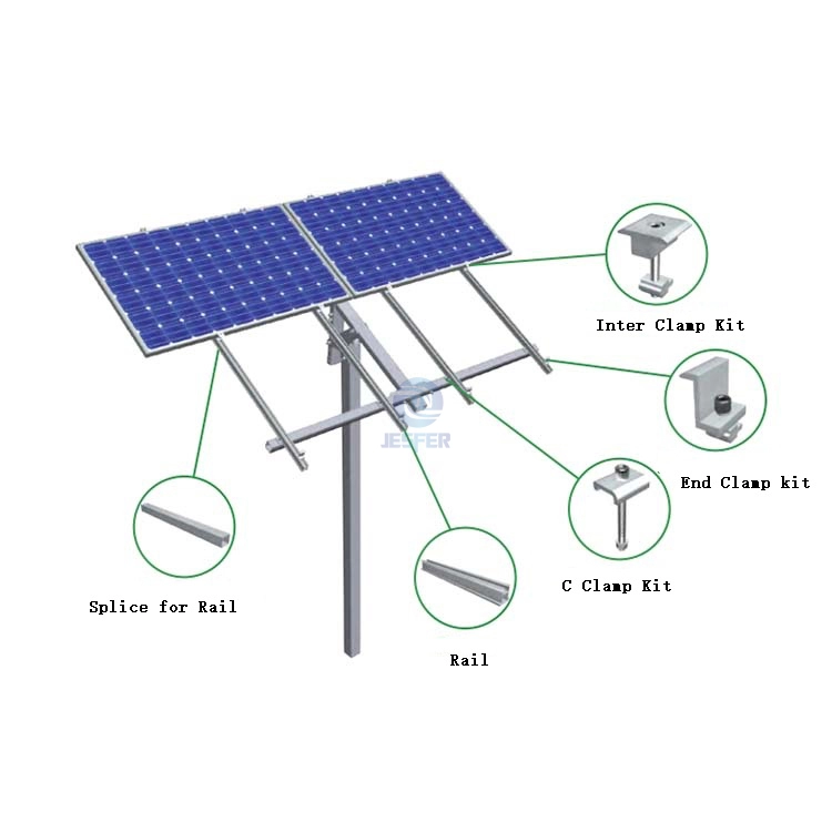 Montaje en tierra de un solo poste para sistema de estructura de bombeo solar