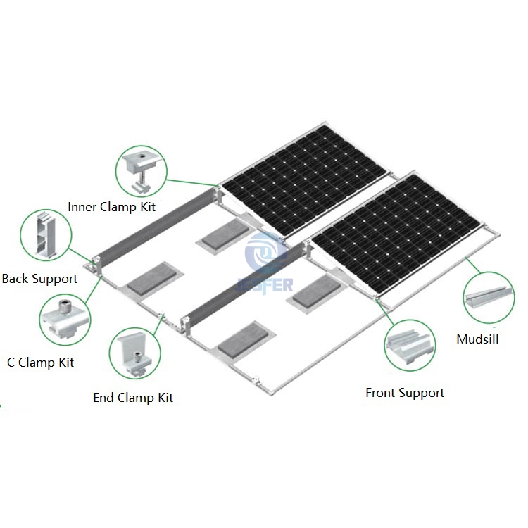 Sistema de montaje con balasto solar fotovoltaico de techo plano