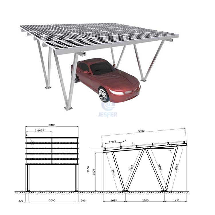 Estructuras solares de los toldos del garaje del picovoltio de los coches del material dos de aluminio