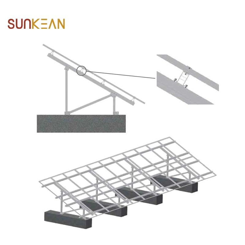 Soportes de montaje de panel solar de dos postes en suelo parcial