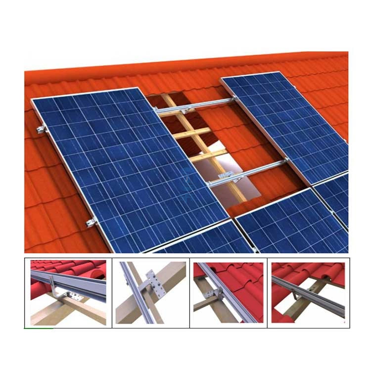 Sistema de soportes de montaje solar con gancho para techo de tejas