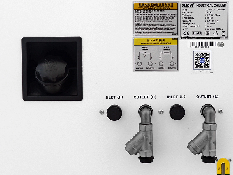 Sistemas de enfriamiento láser CWFL-1000 con controlador de temperatura digital dual