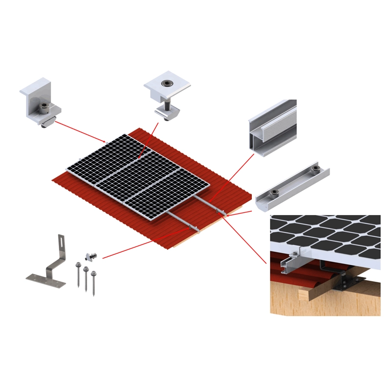 Soporte de montaje solar fotovoltaico para techo de tejas