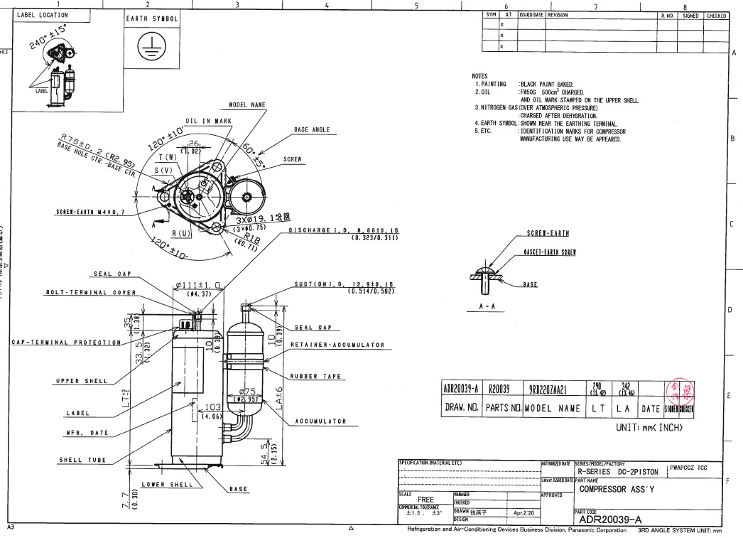 Panasonic rotary compressor specification