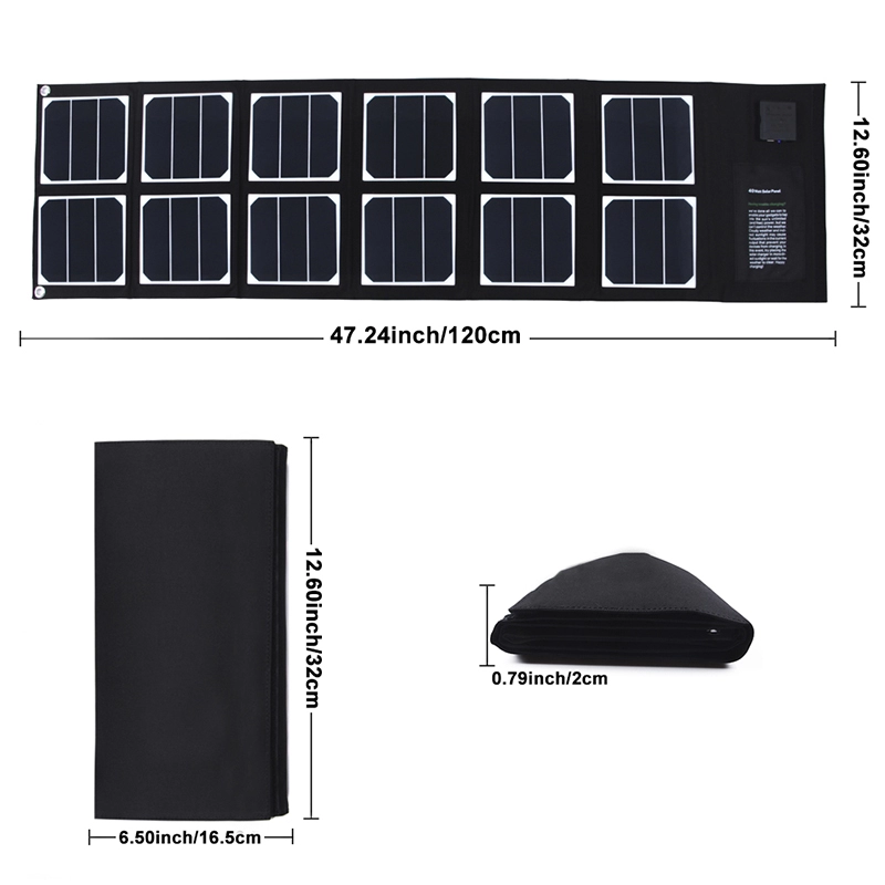 Cargador solar portátil con panel solar sunpower de 40 W para computadora portátil y teléfono móvil
