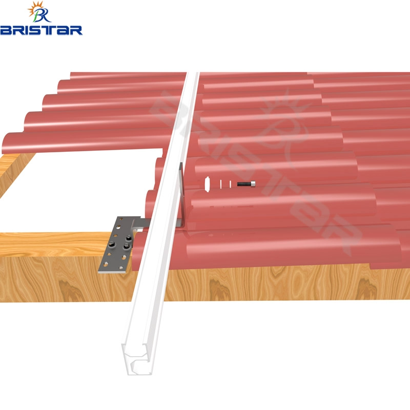 Sistema de montaje de panel solar para techo de tejas españolas