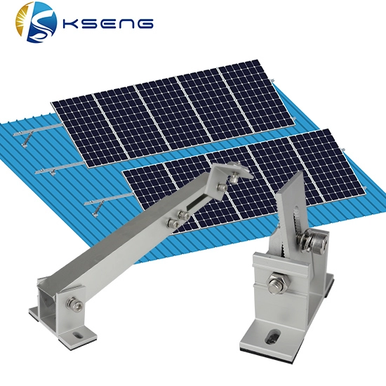 Sistema de montaje de techo de panel solar de ángulo ajustable de triángulo de aluminio