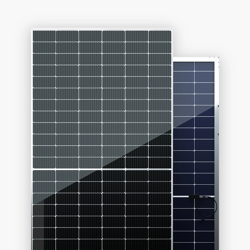 525W-550W Panel solar fotovoltaico con marco de plata de media celda de barras colectoras múltiples de vidrio doble bifacial