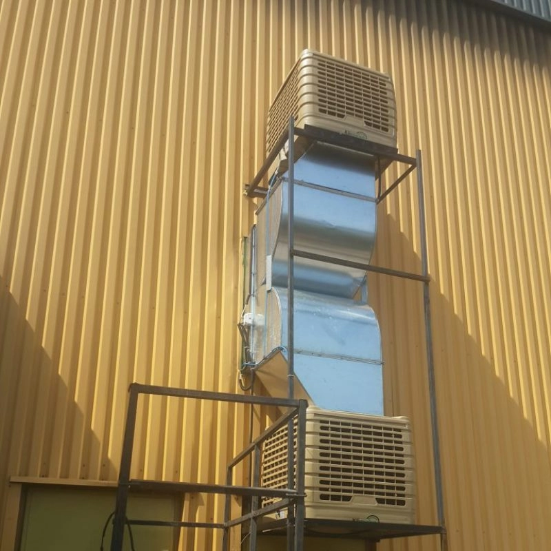 Enfriador de flujo de aire grande bajo en carbono Enfriador de aire industrial Enfriador de aire evaporativo montado en el techo de China Fabricantes