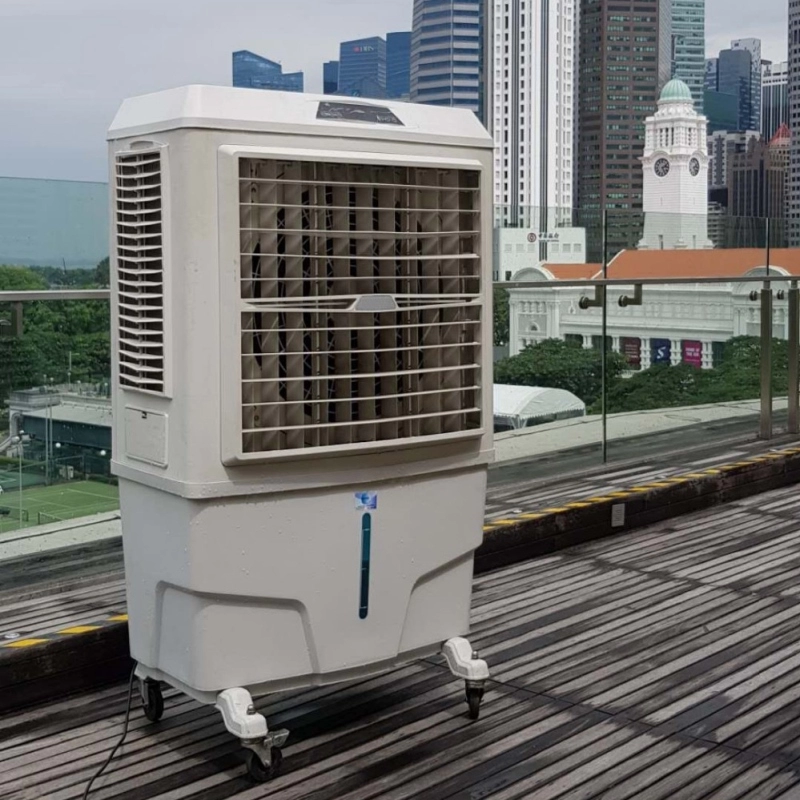 Refrigerador de aire evaporativo portátil de China con capacidad grande del tanque de agua del flujo de aire 100L de 8000 CMH