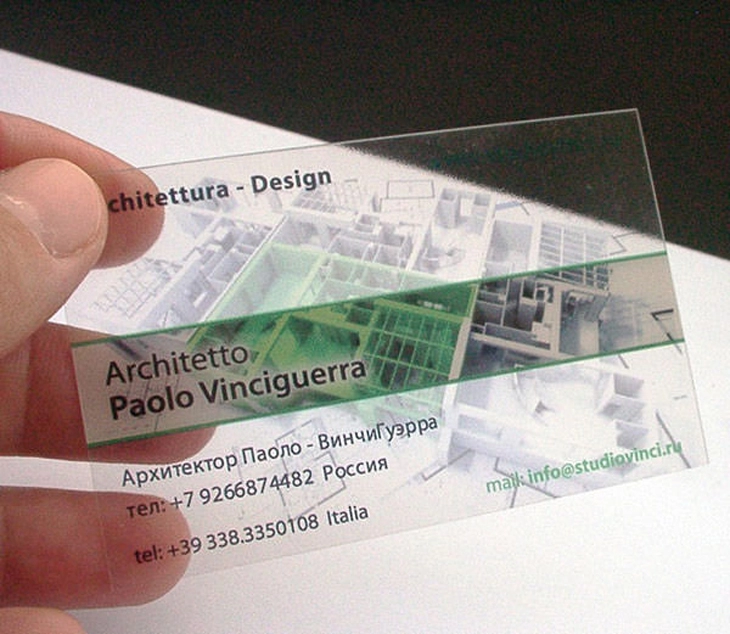 Tarjeta de visita transparente de PVC con impresión a todo color