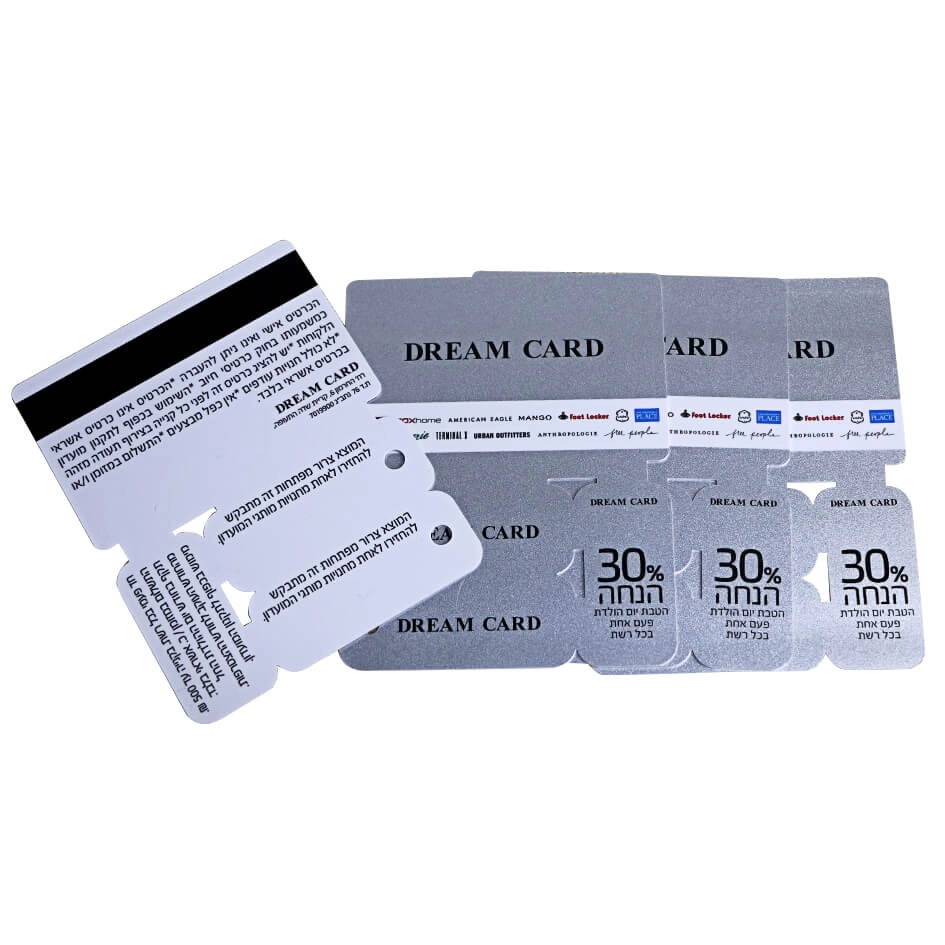 Polvo de plata que imprime 4 en 1 tarjeta magnética combinada de PVC con código de barras
