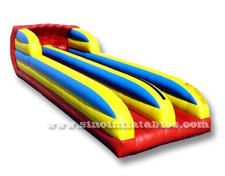 Bungee inflable para niños y adultos de doble carril de 10 m de largo para actividades interactivas