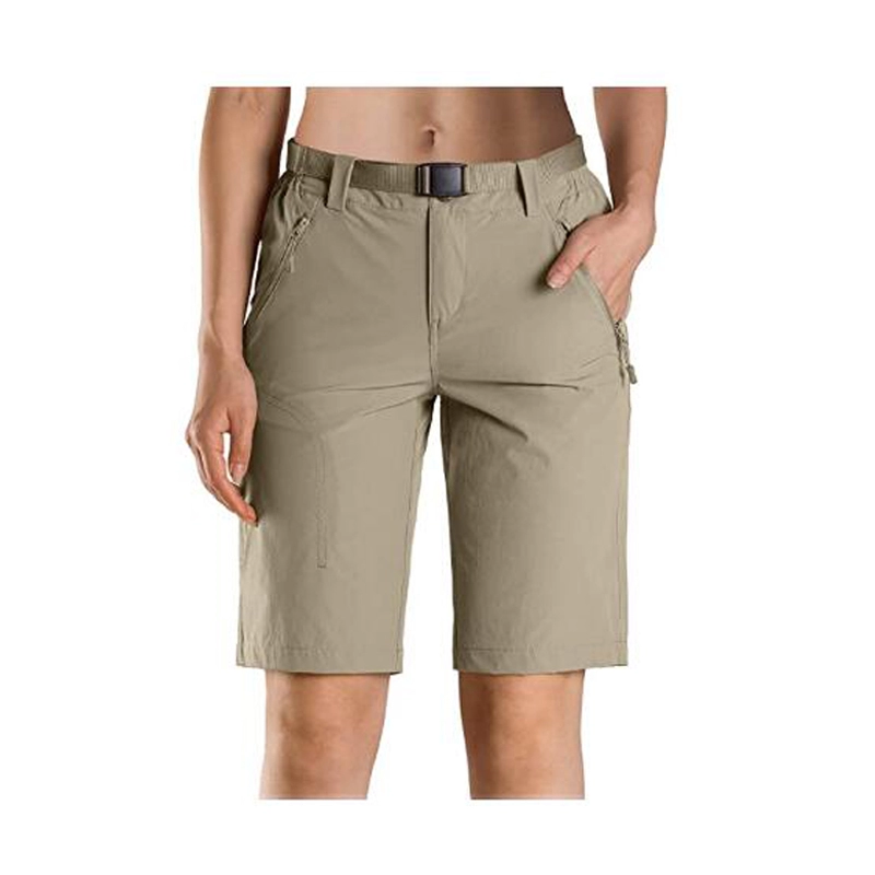 Pantalones cortos cargo de senderismo para mujer UPF 50+ Pantalones cortos de nailon de secado rápido para exteriores con cinturón