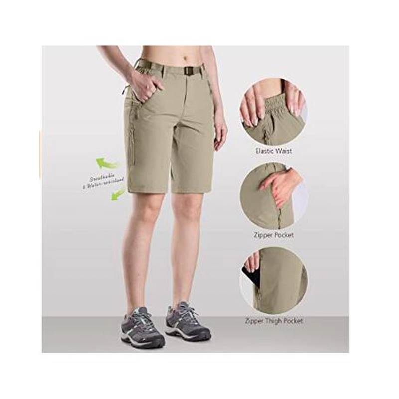Pantalones cortos cargo de senderismo para mujer UPF 50+ Pantalones cortos de nailon de secado rápido para exteriores con cinturón