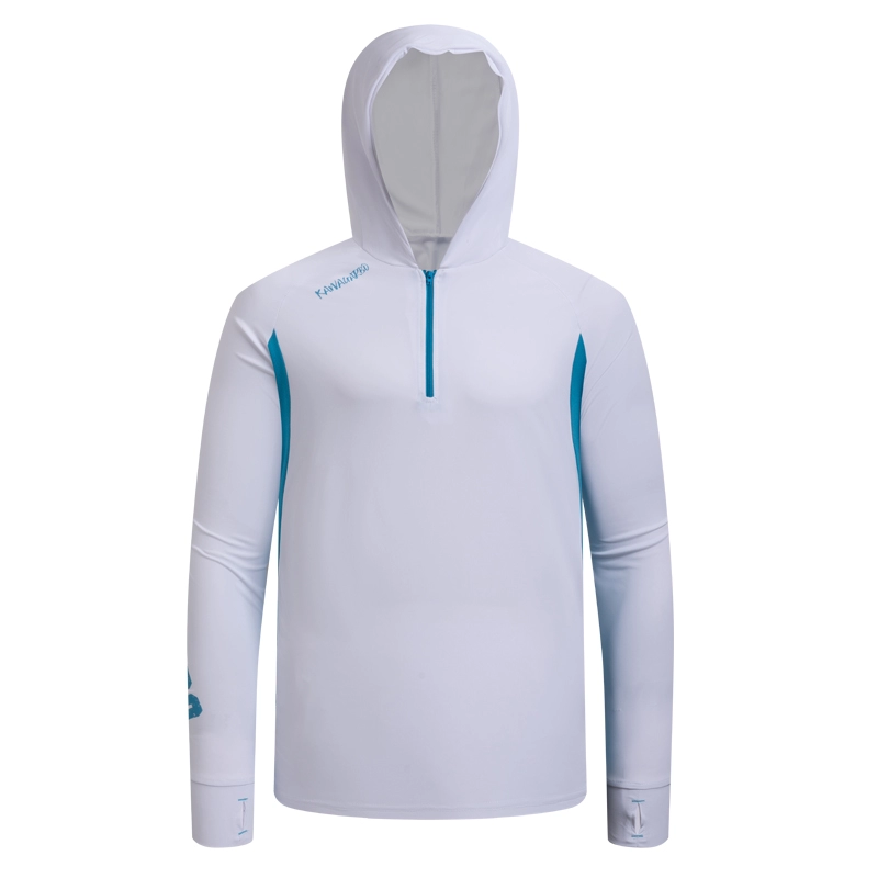 Camisa de pesca de manga larga con cremallera 1/4 para mujer Protección solar UV UPF 50+ Jersey con capucha para correr Ciclismo Senderismo Vela