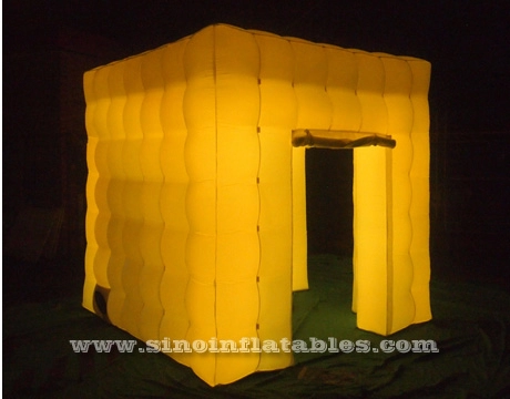 Cabina de fotos inflable Led de tubo de cubo portátil de 8'x8' para eventos de boda o fiestas nocturnas