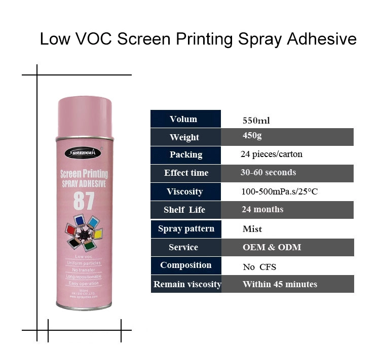 Adhesivo en aerosol para serigrafía web de bajo VOC