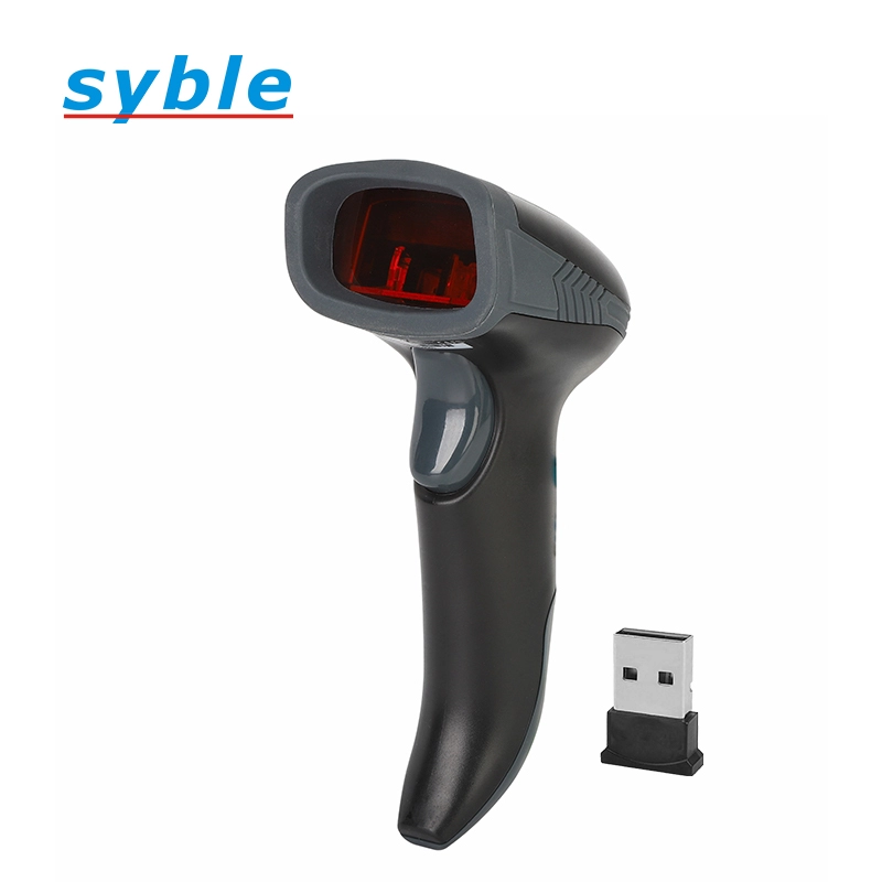 Escáner portátil de escáner de código de barras inalámbrico Syble 1D barato con receptor USB
