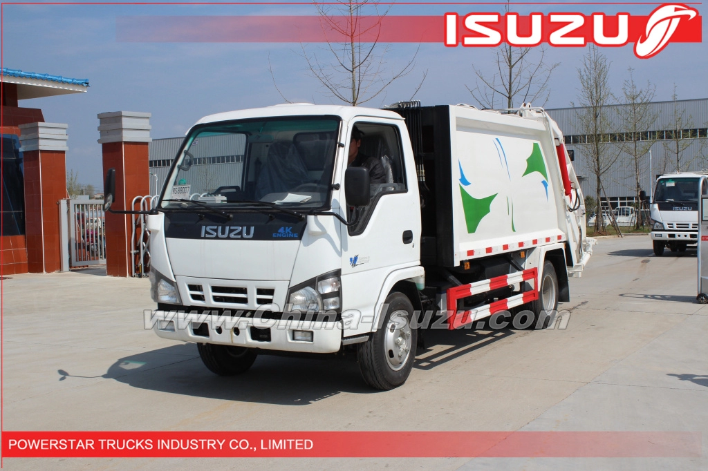 Camión comprimido de basura ISUZU de 3 toneladas de Myanmar con motor 4KH1