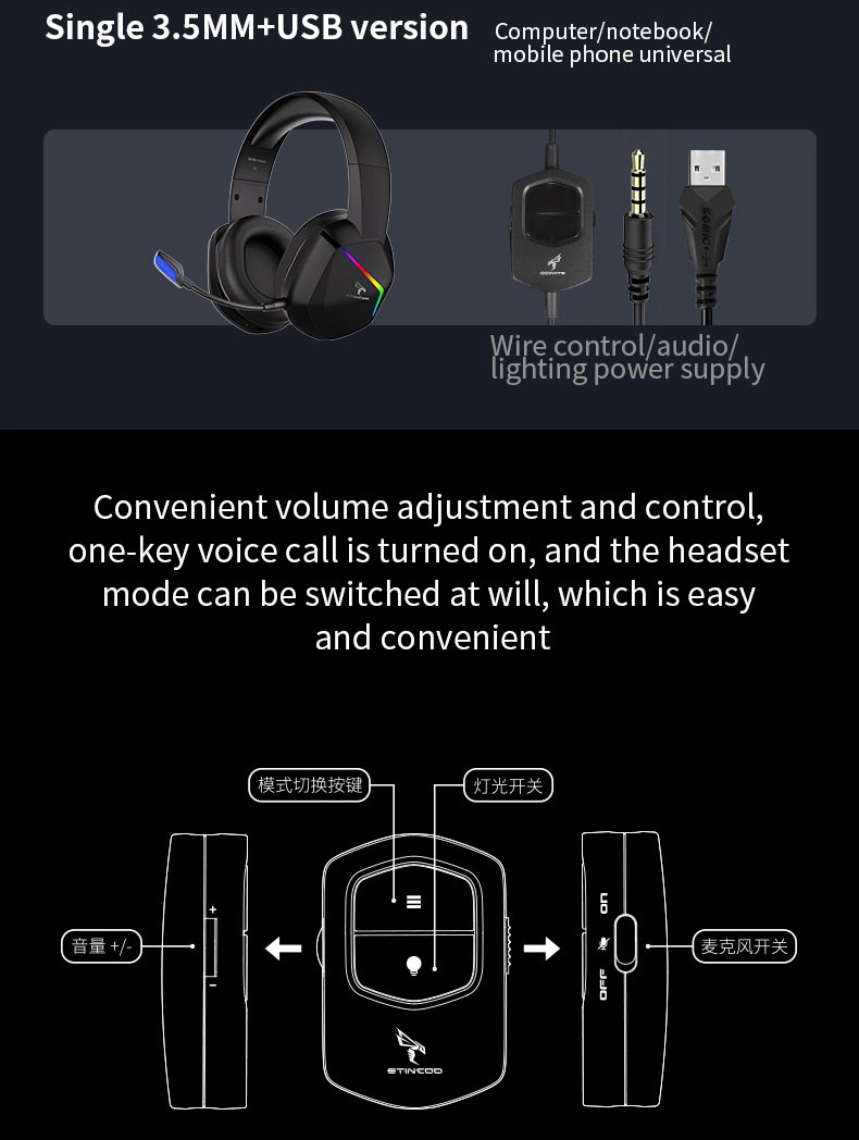 SOMIC GS401 Auriculares para juegos con cable de 3,5 mm y micrófono extraíble