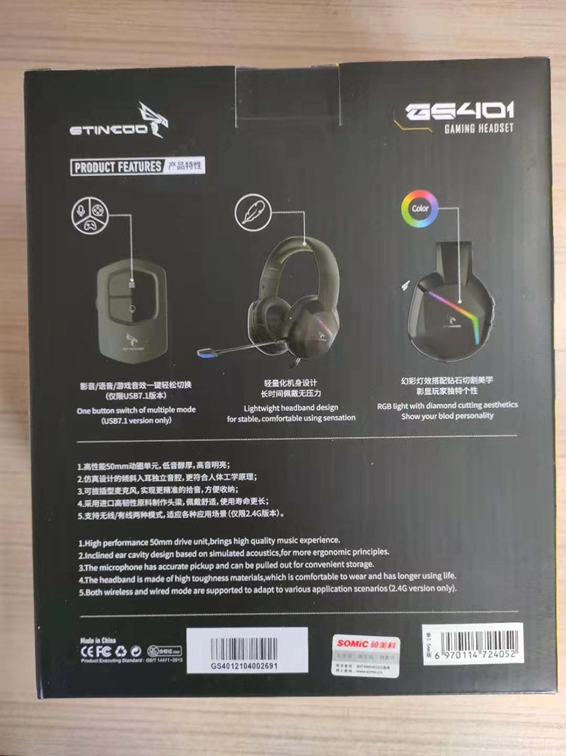 SOMIC GS401 Auriculares para juegos con cable USB y micrófono RGB LED