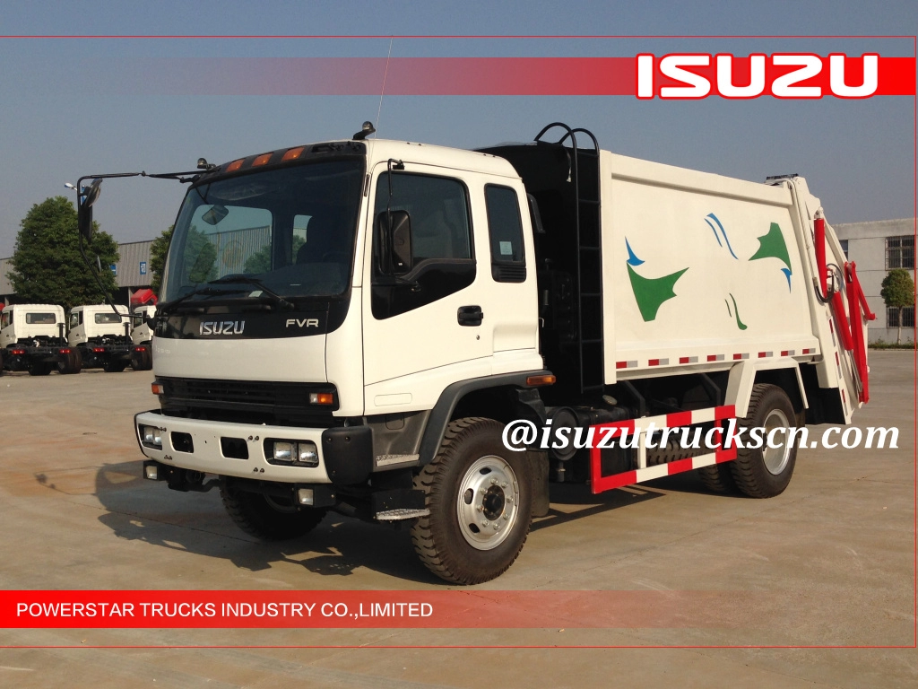 Libia, vehículos compactadores de basura Isuzu japoneses hechos a medida 12Cubic FVR