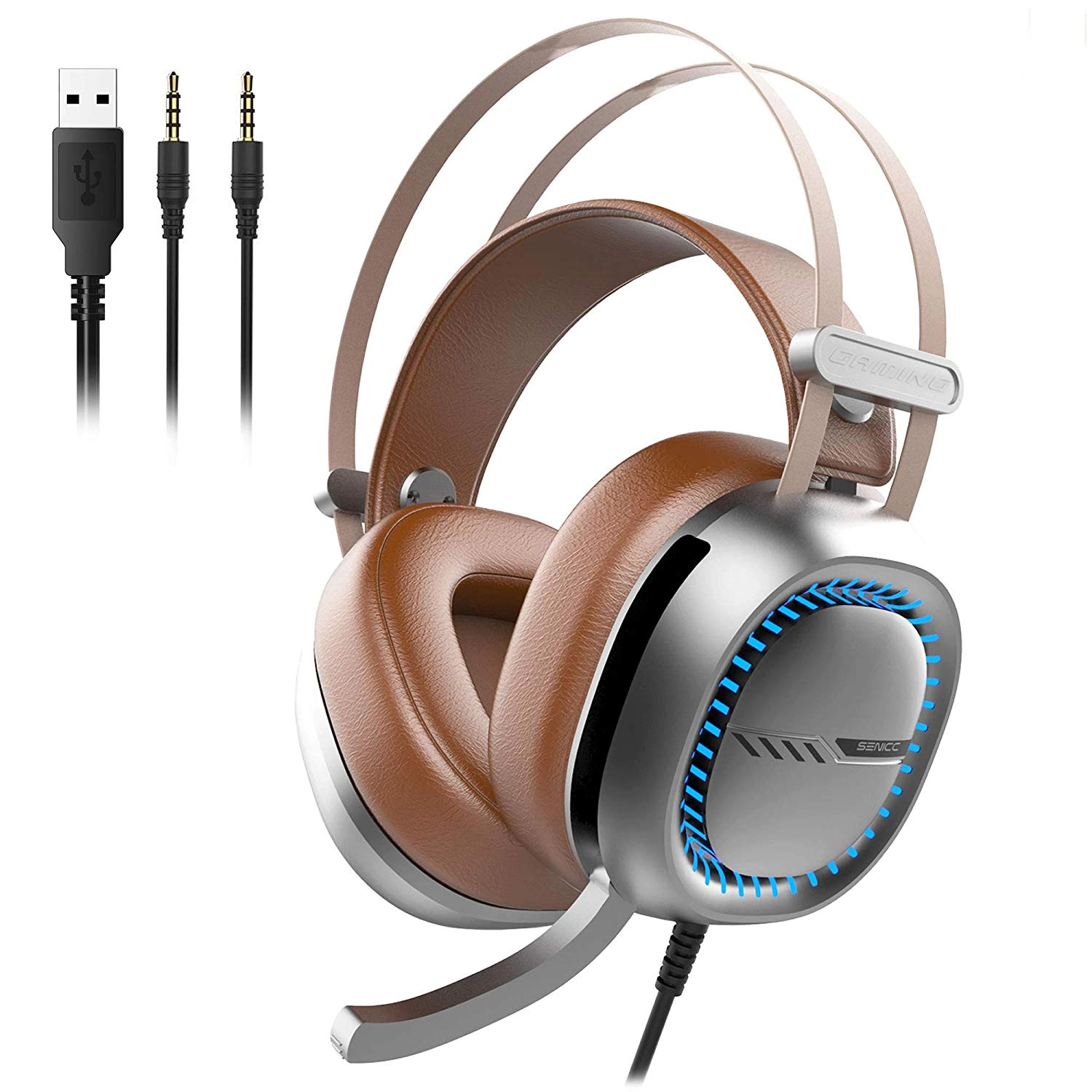 Auriculares estéreo Somic W245 para juegos, altavoz de 40 mm, 3,5 mm + enchufe USB, almohadilla grande para el oído con luz LED OEM/ODM