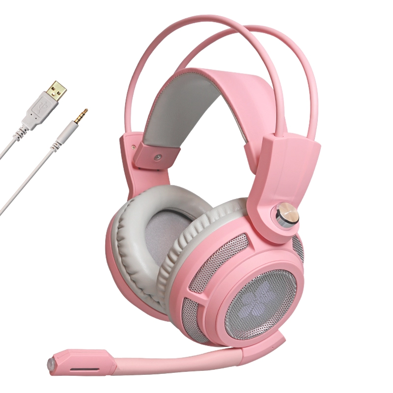 Auriculares Somic G941 Virtual 7.1 con sonido envolvente, auriculares rosas para juegos con micrófono