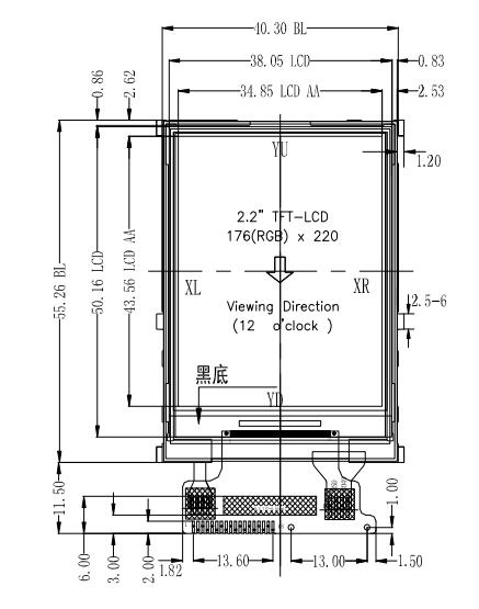 Módulo TFT LCD de resolución 2,2" 176x220 con interfaz SPI de panel táctil