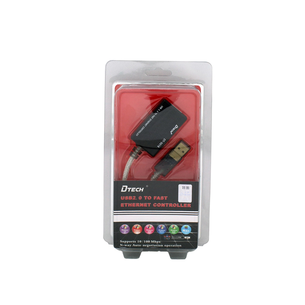 Controlador DTECH DT-5016 USB 2.0 a Fast Ethernet