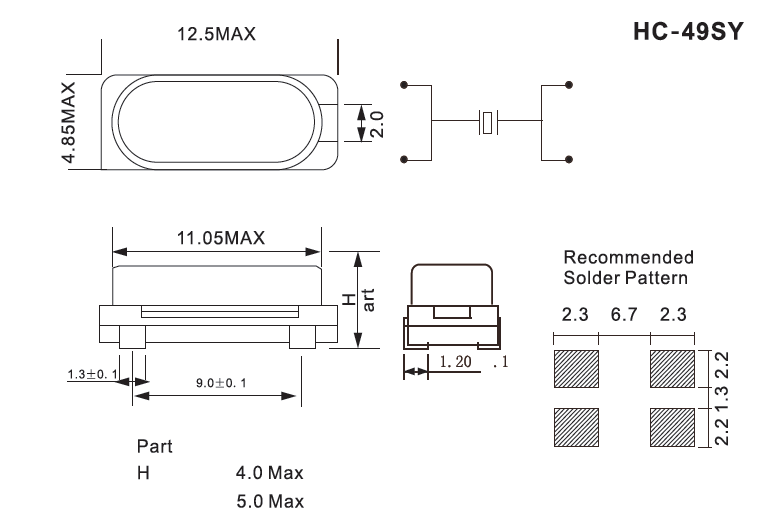 SMD Cristal de Cuarzo MHz