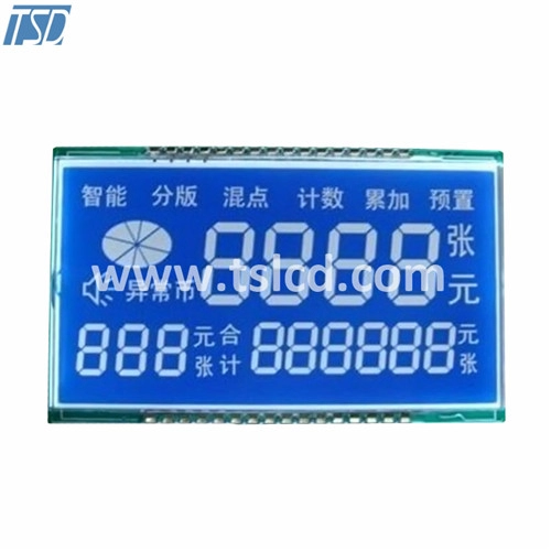 Panel de vidrio LCD de segmento de luz trasera azul LCD STN personalizado