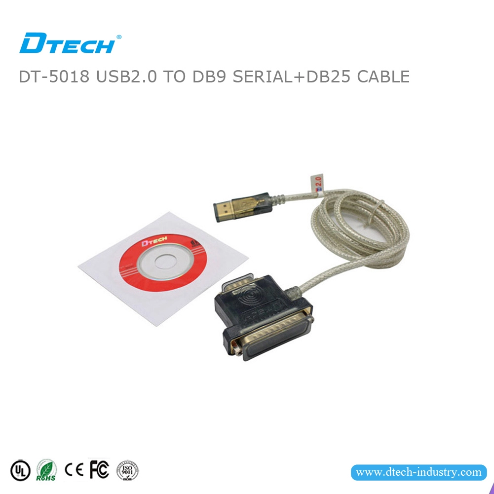 Cable adaptador DTECH DT-5018 USB 2.0 a RS232 DB9 y DB25