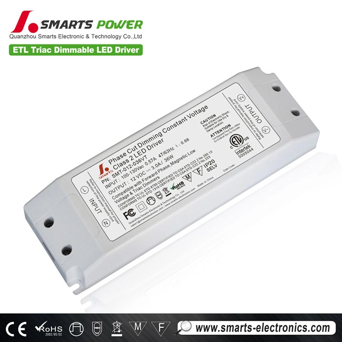 Transformador de voltaje constante 12v 36w triac fuente de alimentación led regulable