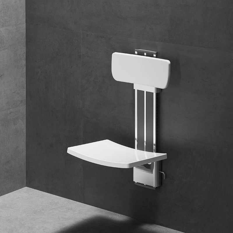 asiento de ducha fijo a la pared con respaldo ajustable