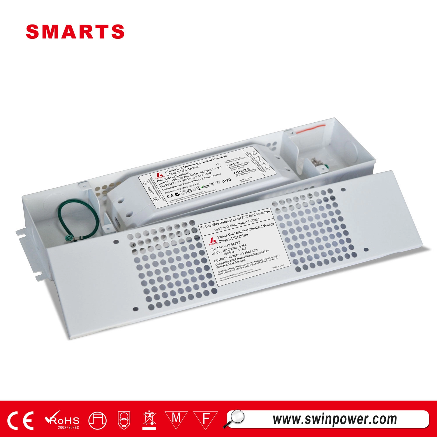 Fuente de alimentación de luz de tira led de voltaje constante saa de controlador led regulable de 45w 12vdc barata