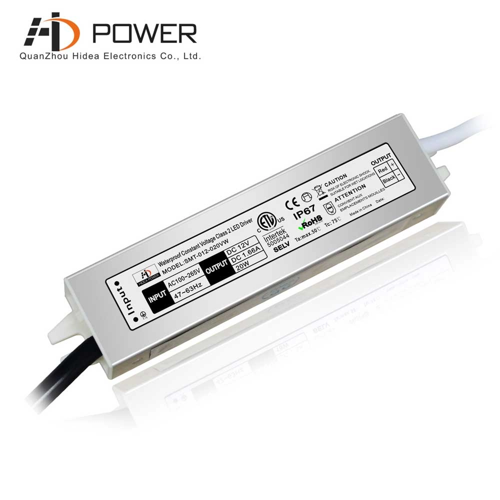 Fuente de alimentación led impermeable de 12v IP67 Controladores de luz led de 20w