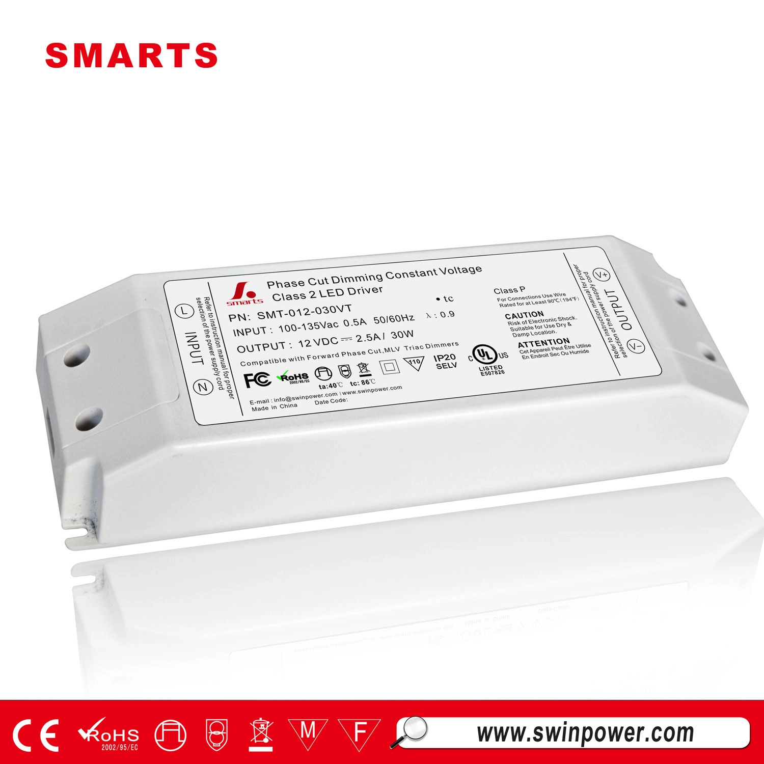 controlador led de alta eficiencia regulable triac de 12v 30w más vendido