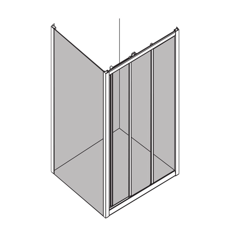 Puerta de ducha tricorredera de 4 mm con panel fijo de 6 mm