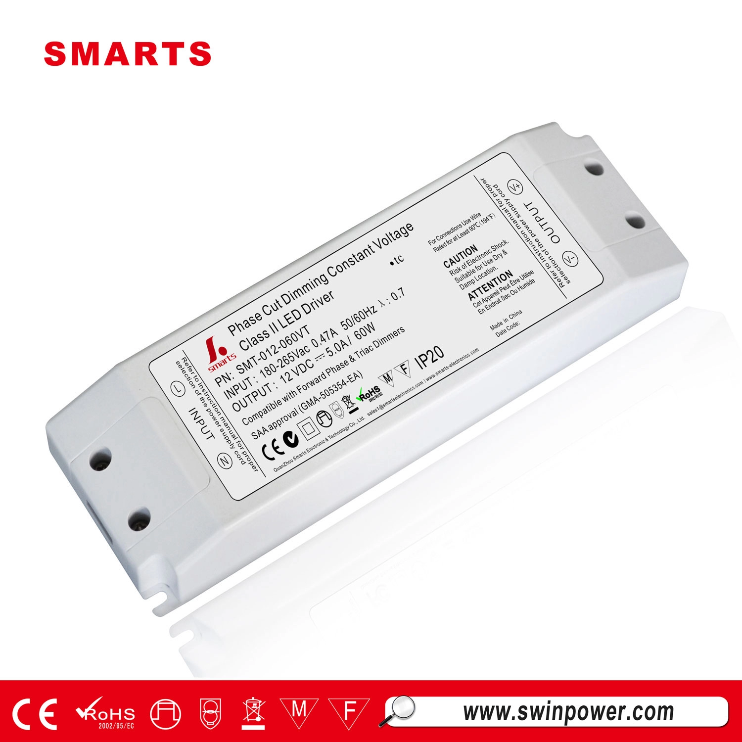 Controlador led triac regulable 60w 12v dc fuente de alimentación 5 amp para luces led