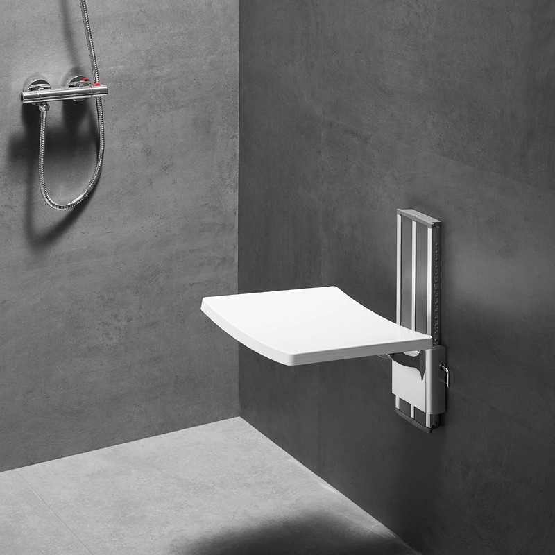 Asiento de ducha ajustable montado en la pared para personas mayores